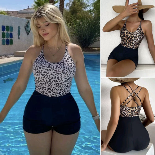Ladies sporty swimsuit with stylish leopard pattern StylebySassy