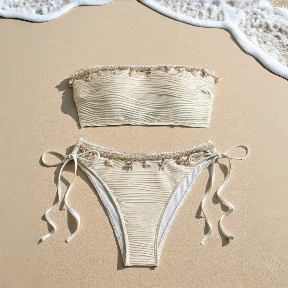 Women's bandeau bikini with intricate shell details StylebySassy