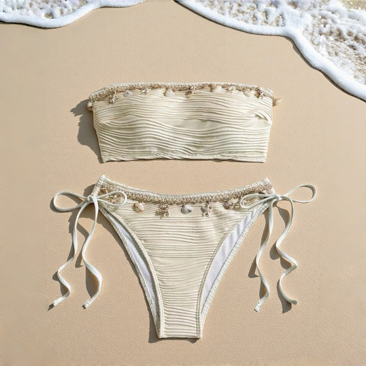 Women's bandeau bikini with intricate shell details StylebySassy