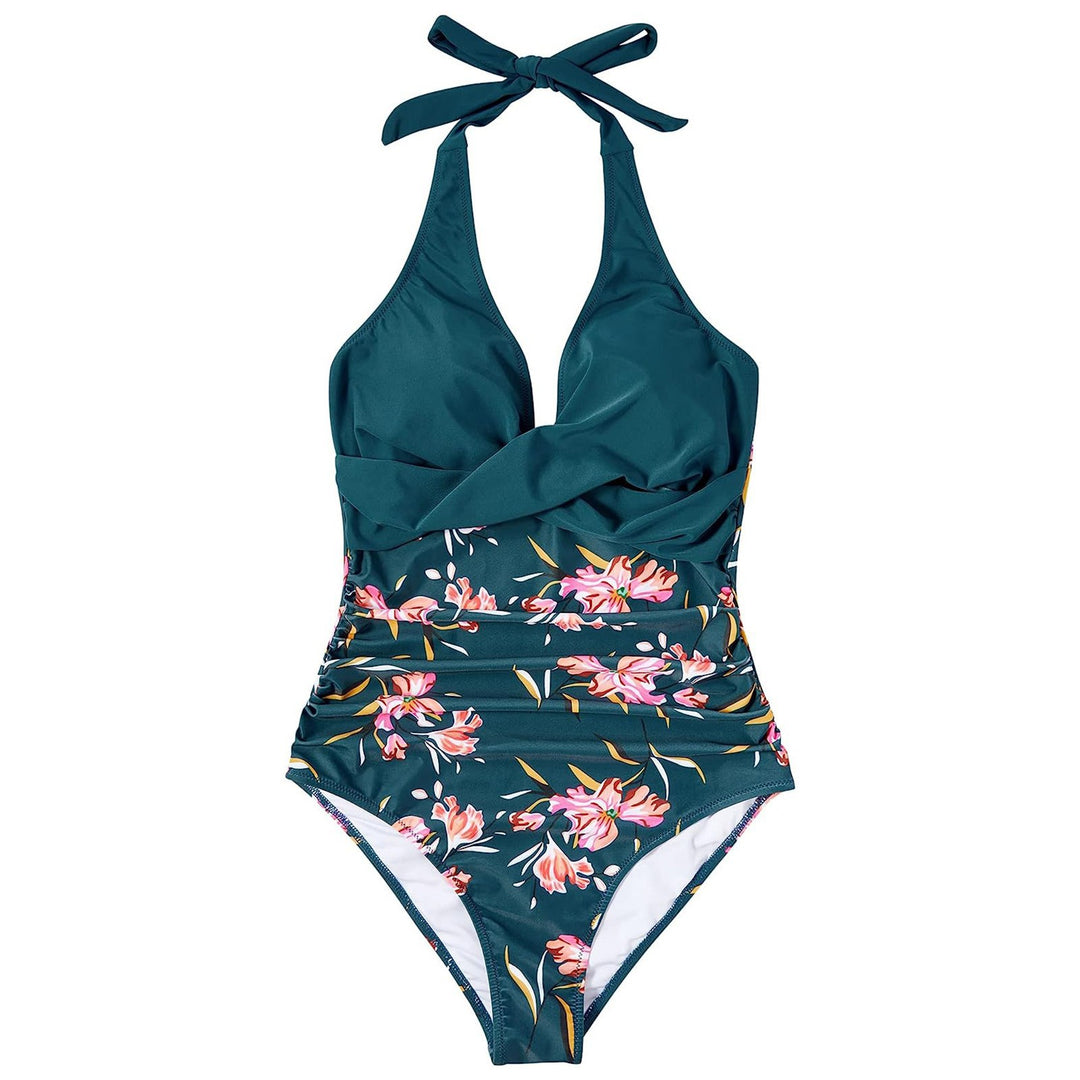 Women's High-Cut One-Piece Swimsuit with Floral Top StylebySassy