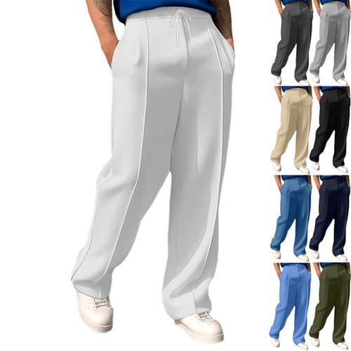 Men's narrow-cut joggers with drawstring and decorative crease StylebySassy