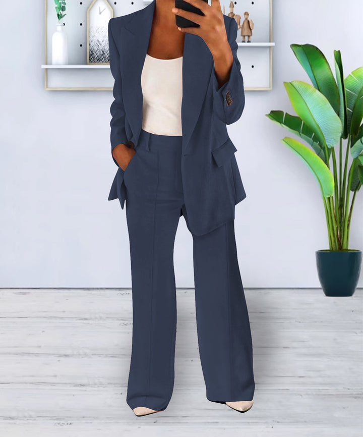 Women's Two-Piece Suit with Button-Front Blazer