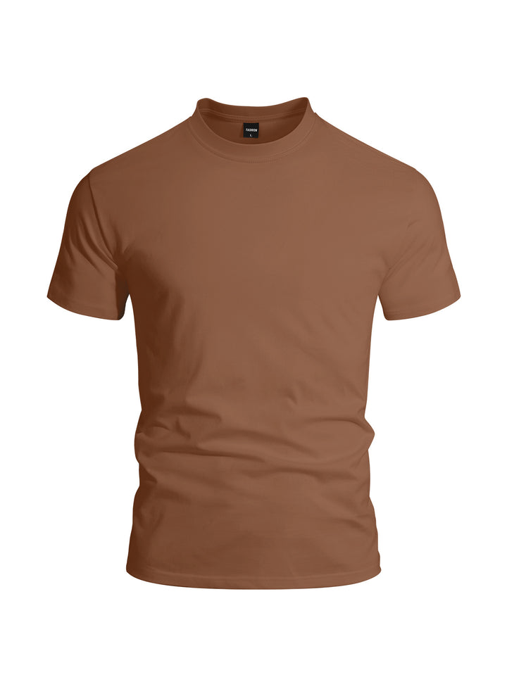 Men's close-fitting round neck basic shirt made of single jersey with reinforced neckband StylebySassy
