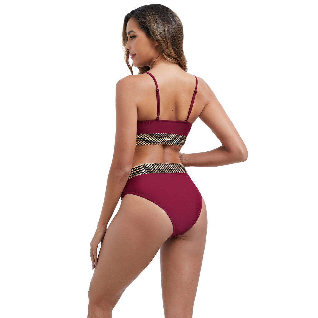 Women's High-Waisted Bikini Set with Fashionable Accent Details StylebySassy