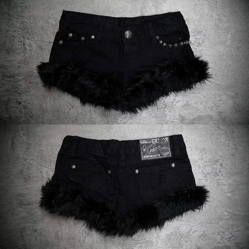 Women Short Jeans with Fluffy Hem StylebySassy