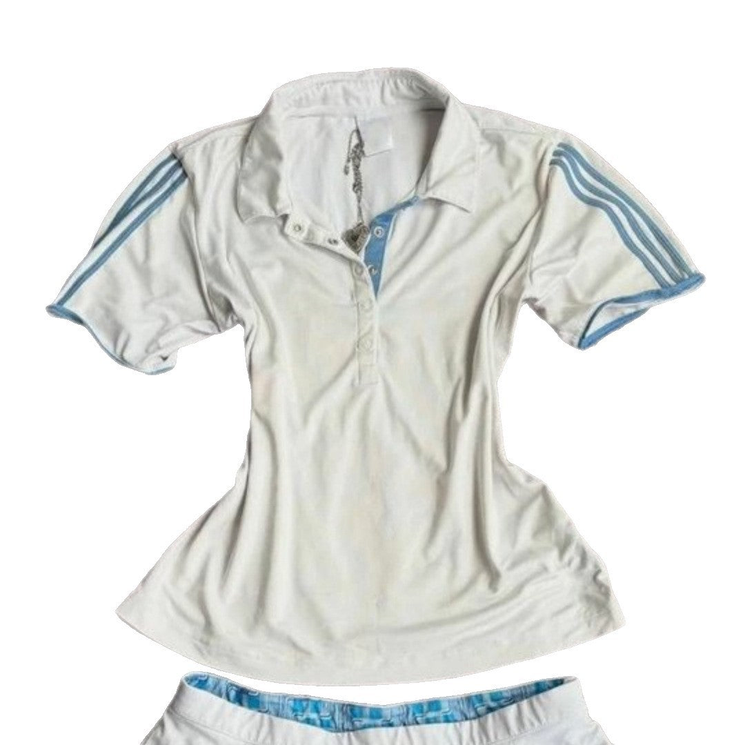 Ladies sporty polo shirt with striped collar StylebySassy