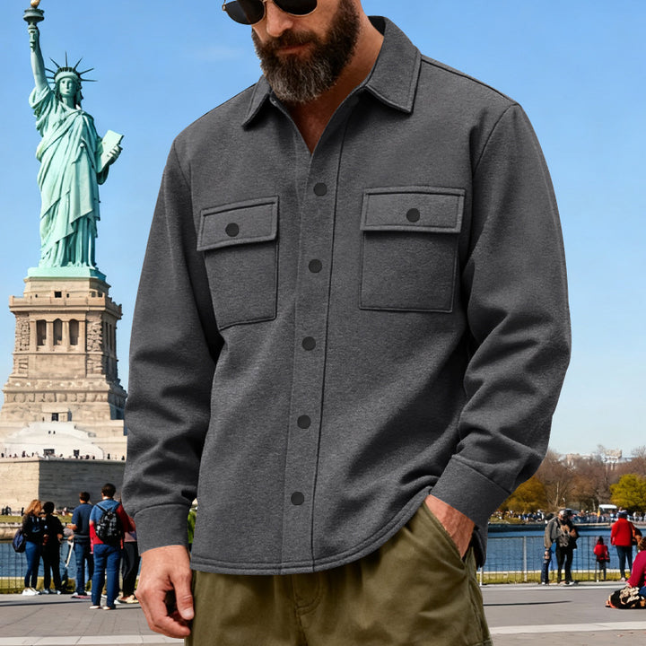 Men's casual shirt jacket made of cotton blend with applied chest pockets StylebySassy