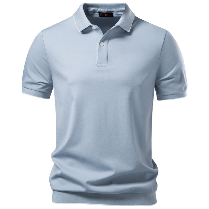 Men's breathable short-sleeved polo shirt made of cotton blend with ribbed hem StylebySassy