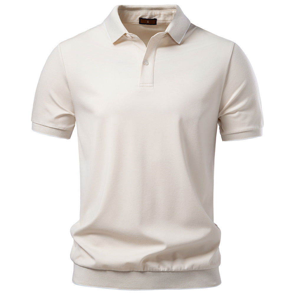 Men's breathable short-sleeved polo shirt made of cotton blend with ribbed hem StylebySassy