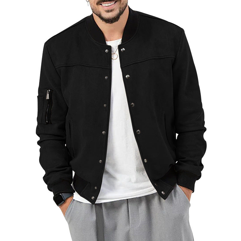 Men's bomber jacket in suede look with snap button closure and arm pocket StylebySassy