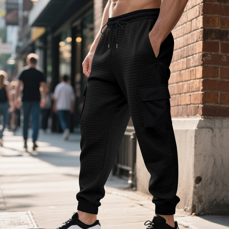 Men's quilted thermo lounge pants with functional pockets, drawstring and elastic waistband StylebySassy