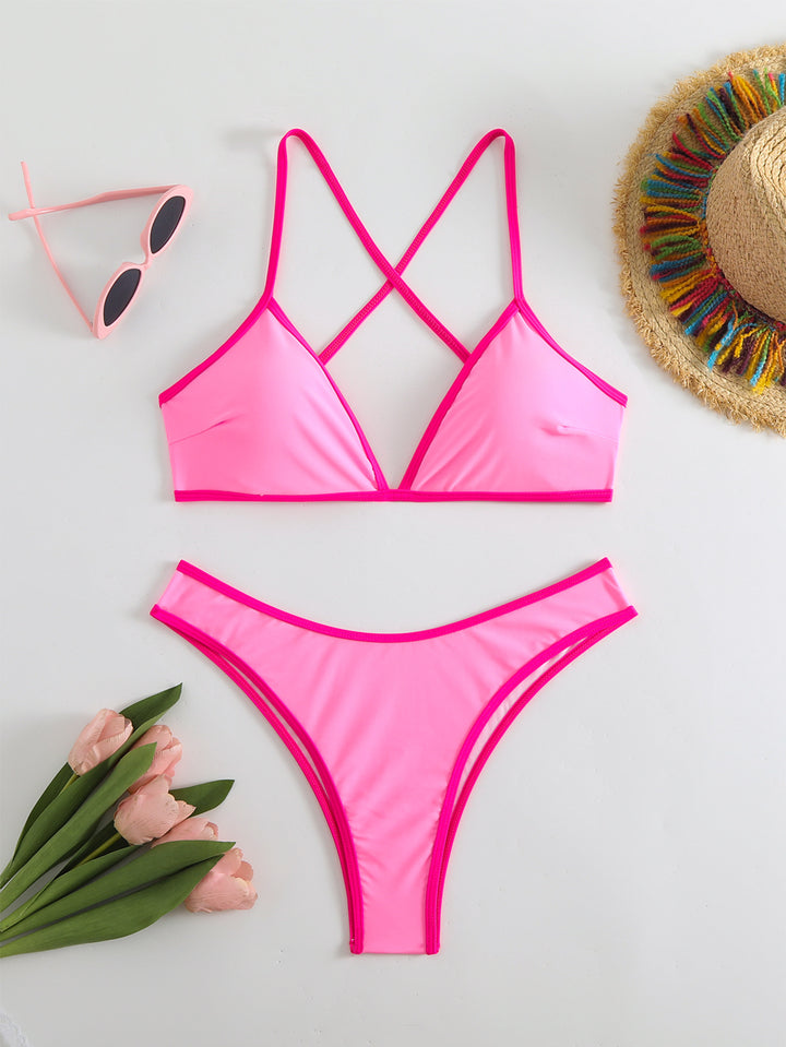 Women's Triangle Bikini with X-Strap Design StylebySassy