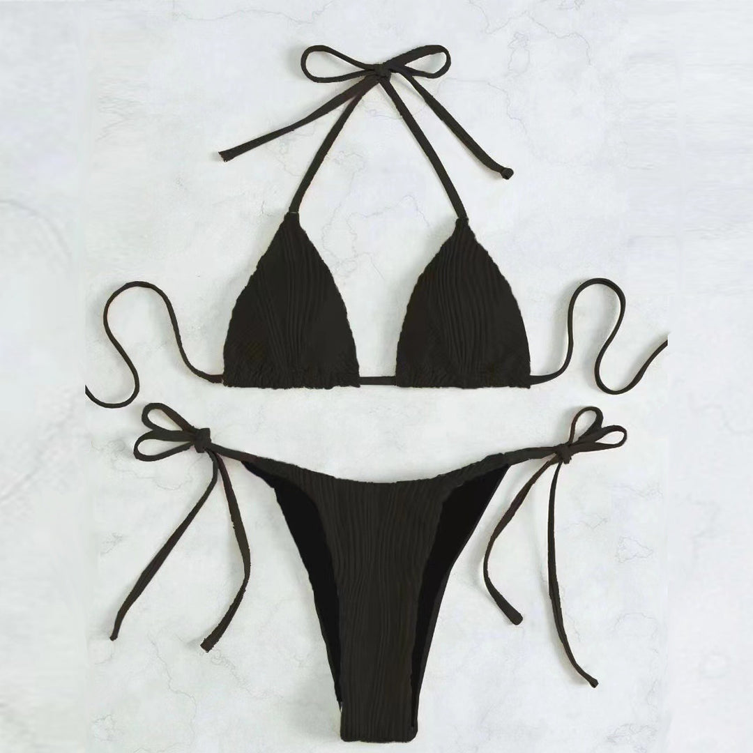 Women's Triangle Bikini Set with Elegant Ruffle Detail StylebySassy