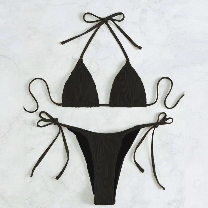 Women's Triangle Bikini Set with Elegant Ruffle Detail StylebySassy