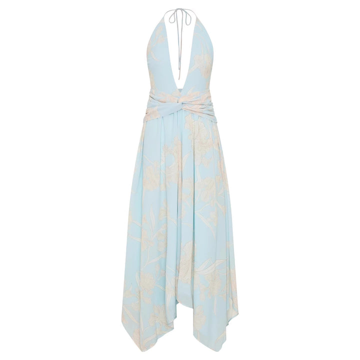 Women's Elegant Wrap Dress with Deep V-Neck and Floral Design StylebySassy