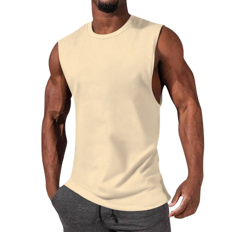 Men's athletic tank top with extra deep arm cut and elastic cotton blend StylebySassy