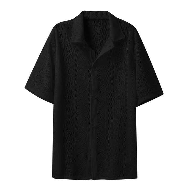 Women's light crocheted blouse with shirt collar and button placket StylebySassy