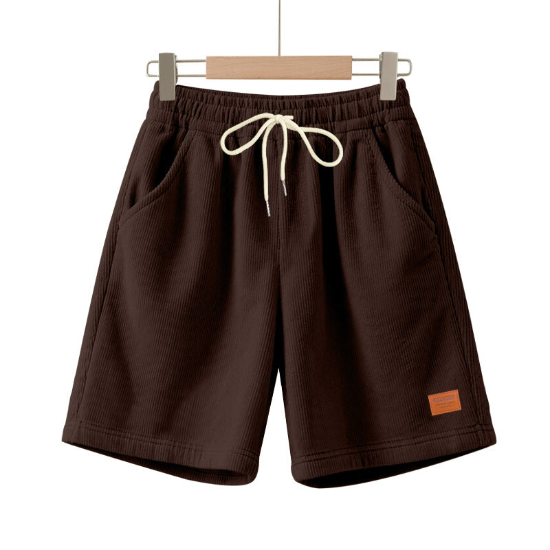 Men's casual Bermuda shorts made of finely structured cotton blend with elastic waistband and drawstring StylebySassy