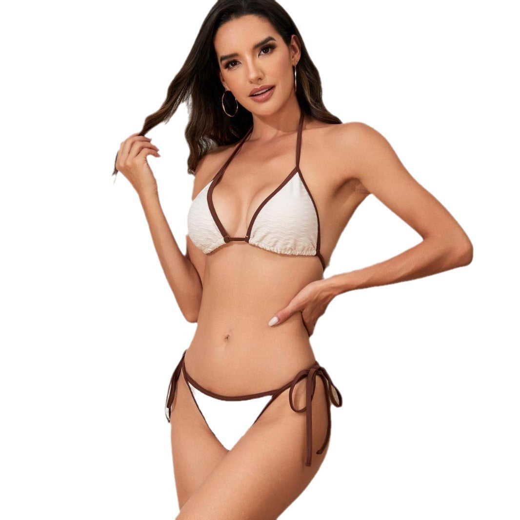 Women's Triangle Bikini with adjustable straps and high-quality wave pattern StylebySassy