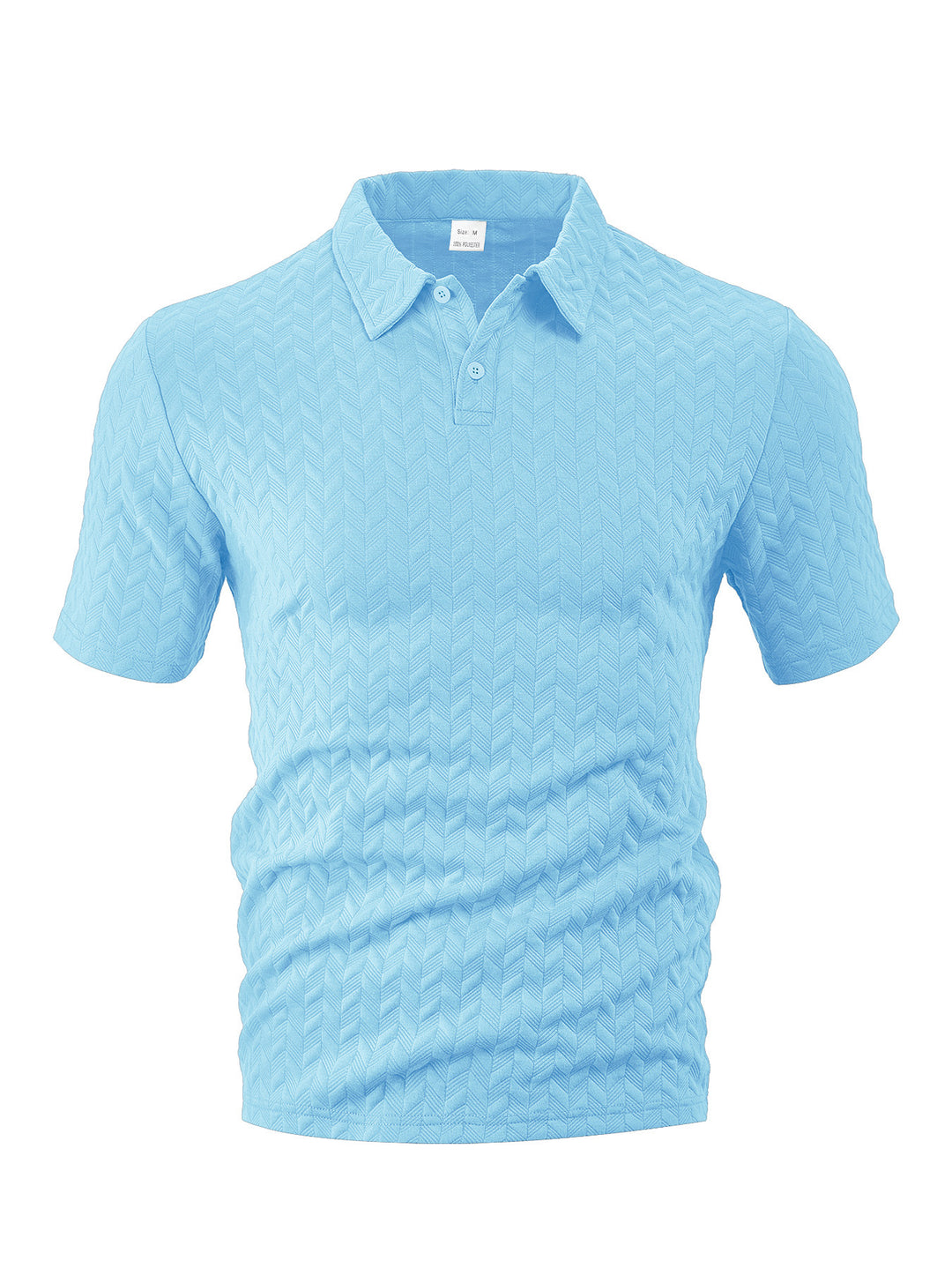 Men's short-sleeved polo shirt with embossed zigzag texture and classic shirt collar StylebySassy