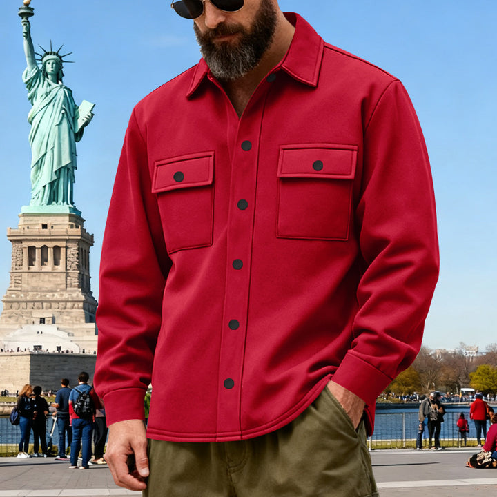 Men's casual shirt jacket made of cotton blend with applied chest pockets StylebySassy
