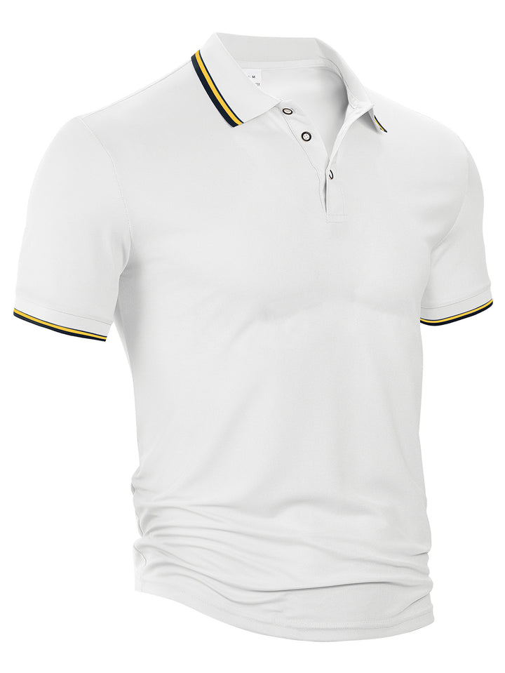 Men's classic polo shirt made of piqué with contrasting stripes at the collar StylebySassy