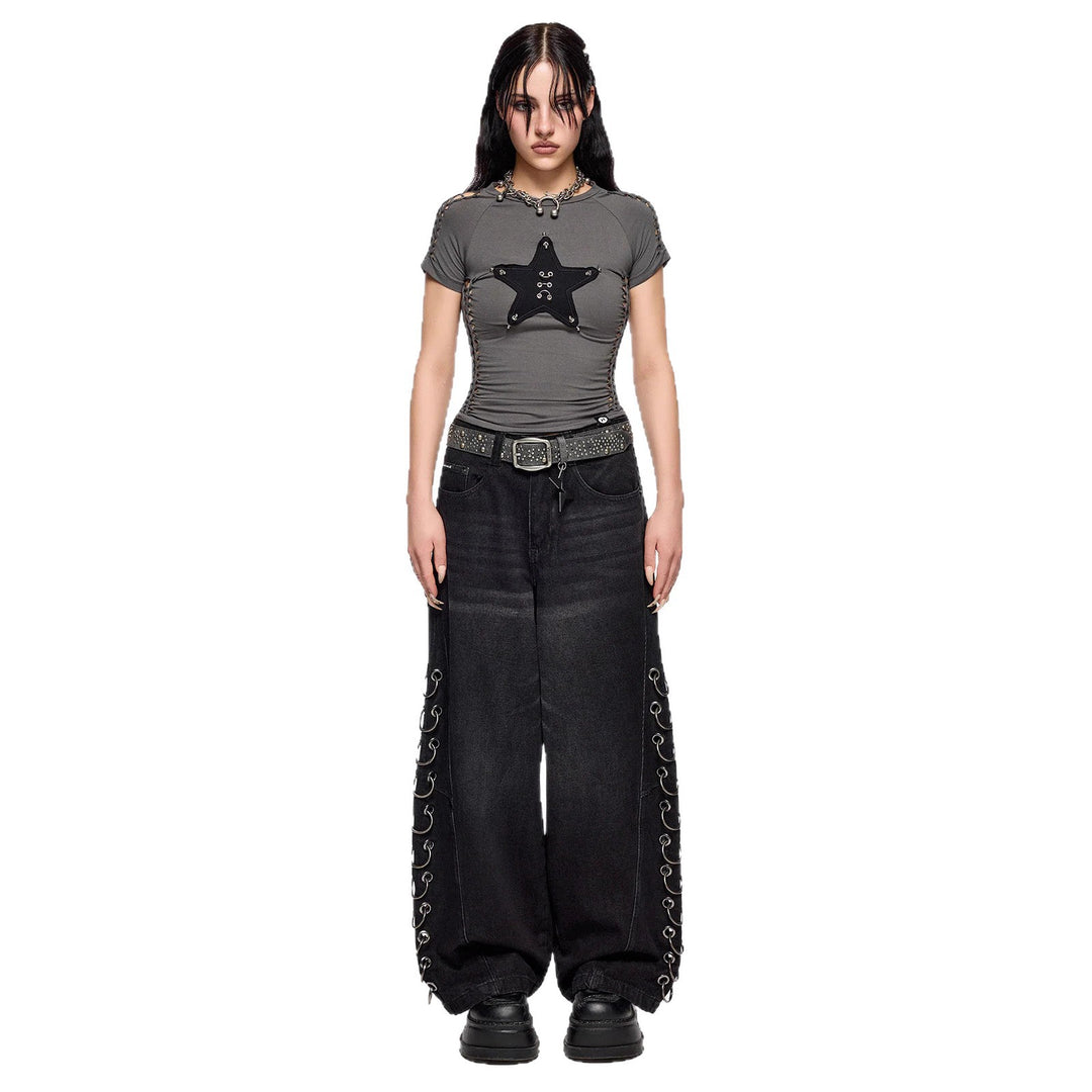 Women's fitted T-shirt with star design StylebySassy