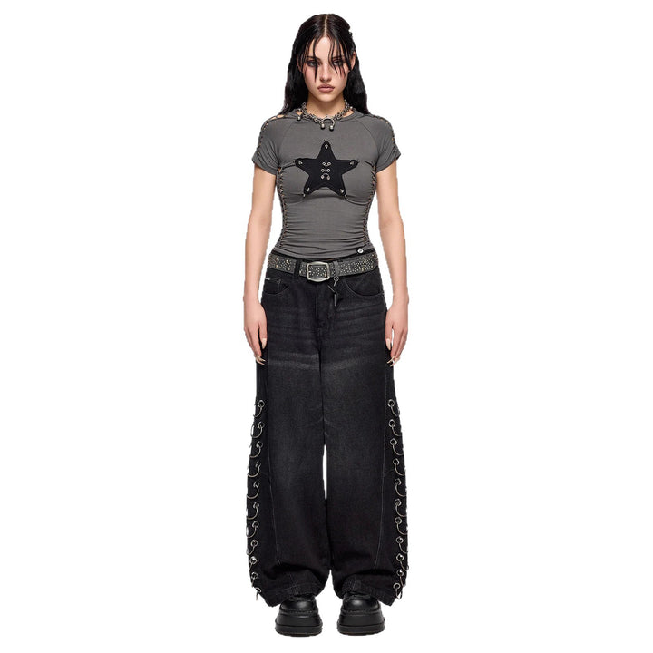 Women's fitted T-shirt with star design StylebySassy