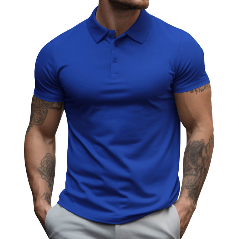 Men's athletic fitted pique polo shirt short-sleeved with hidden button placket StylebySassy