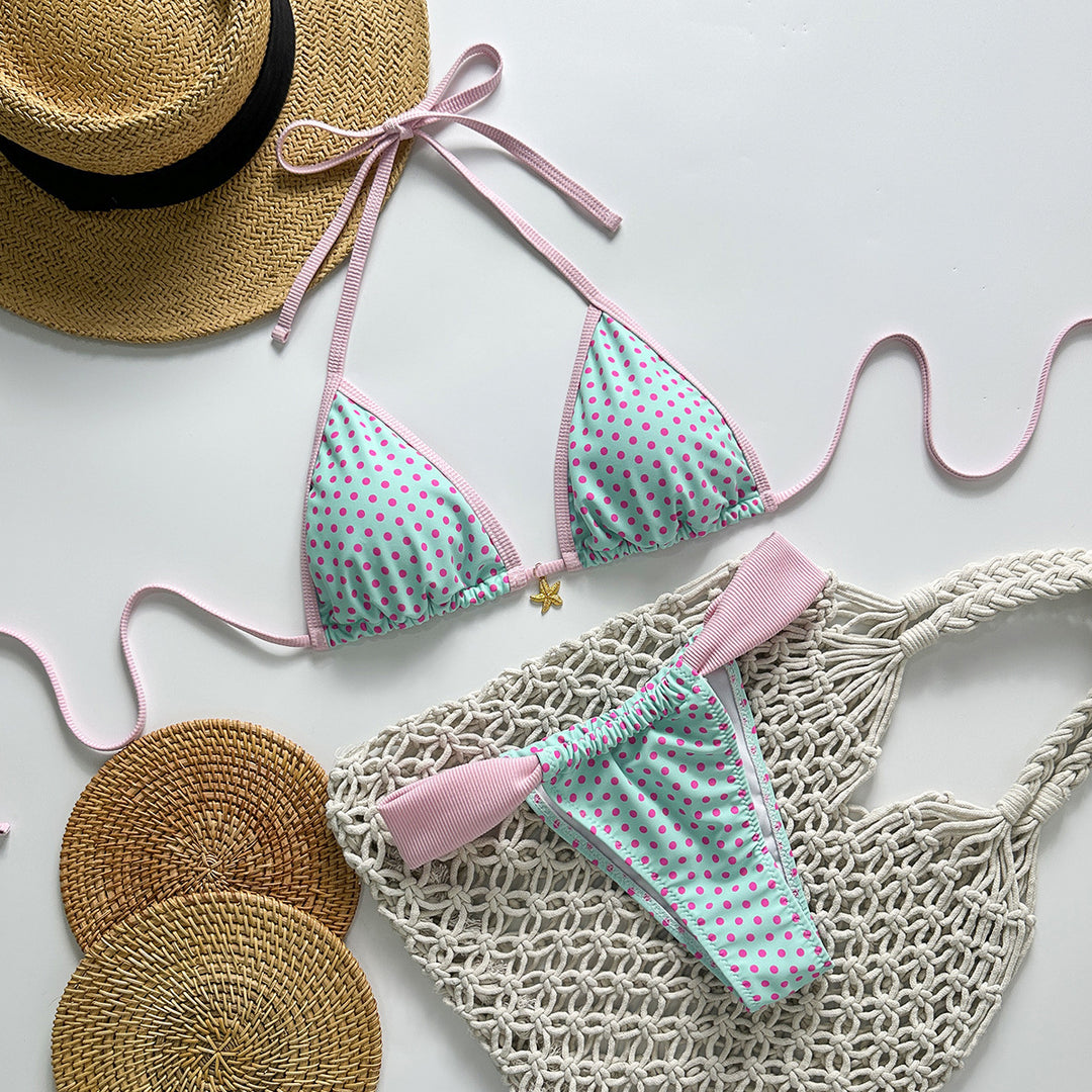 Women's Triangle Bikini with Stylish Polka Dot Pattern StylebySassy