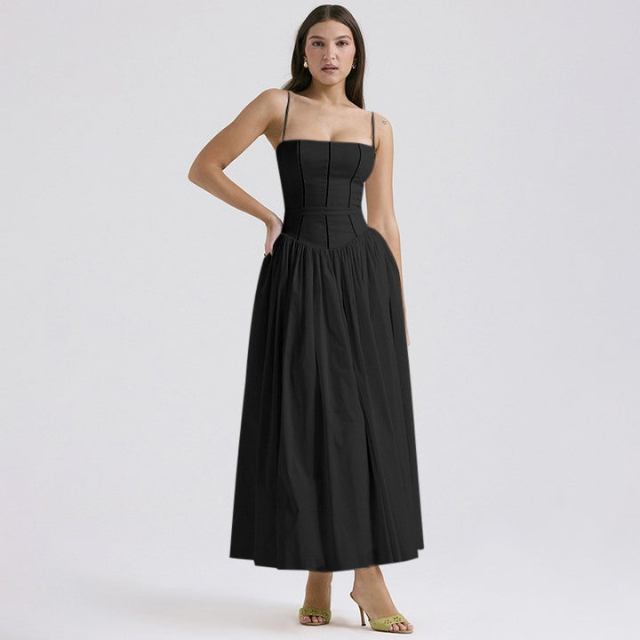 Ladies nan fitted maxi dress with corset top and fine spaghetti straps StylebySassy