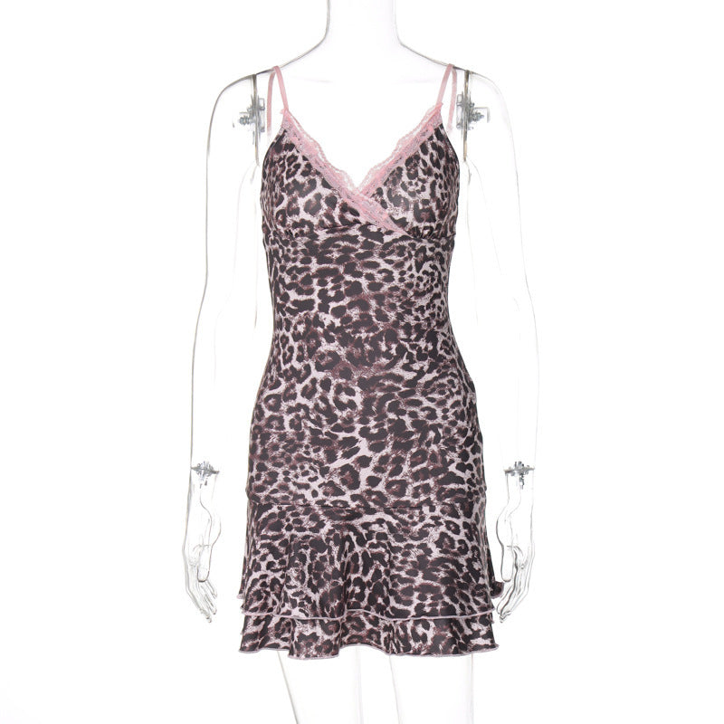 Women's seductive mini dress with ruffle details and lace embellishments StylebySassy