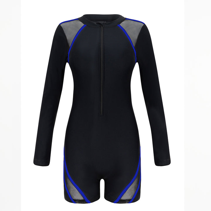 Women's Sporty Long Sleeve Swim Suit with Breathable Mesh Inserts StylebySassy