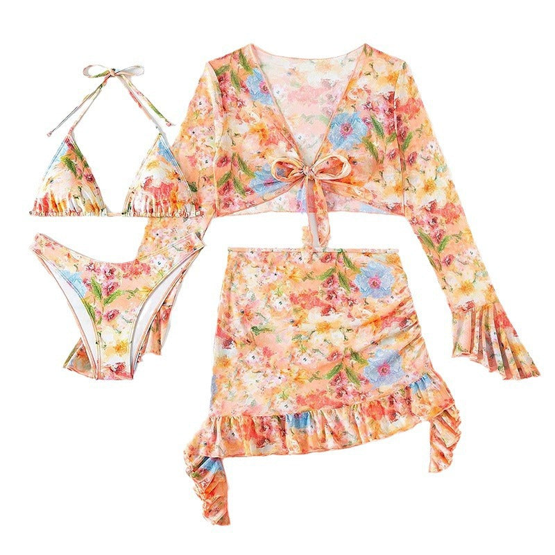 Women's Crop Top and Mini Skirt Set with Playful Ruffles