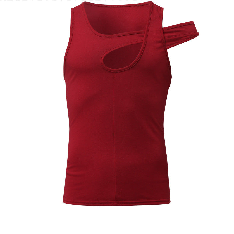 Men's nan asymmetrical sleeveless tank top with cut-out insert made of cotton-elastane StylebySassy