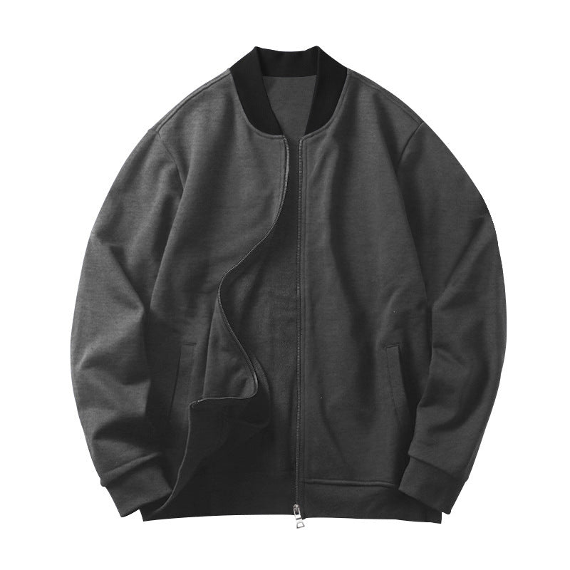 Men's sporty-elegant sweat jacket in bomber style with contrast collar and two-way zipper StylebySassy