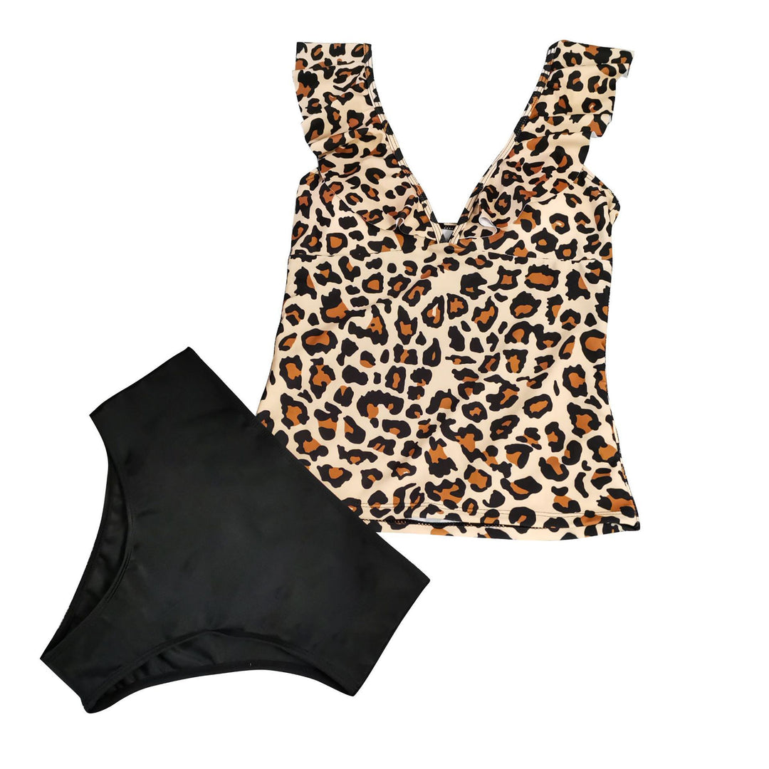 Women's Elegant Swimsuit with Leopard Print and Ruffle Details StylebySassy