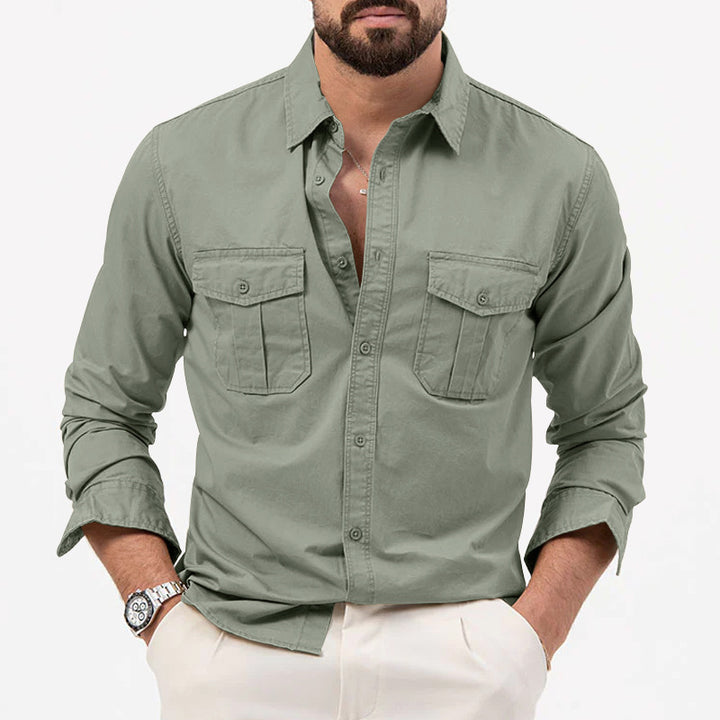 Men's narrow fit casual shirt with chest pockets and Kent collar StylebySassy