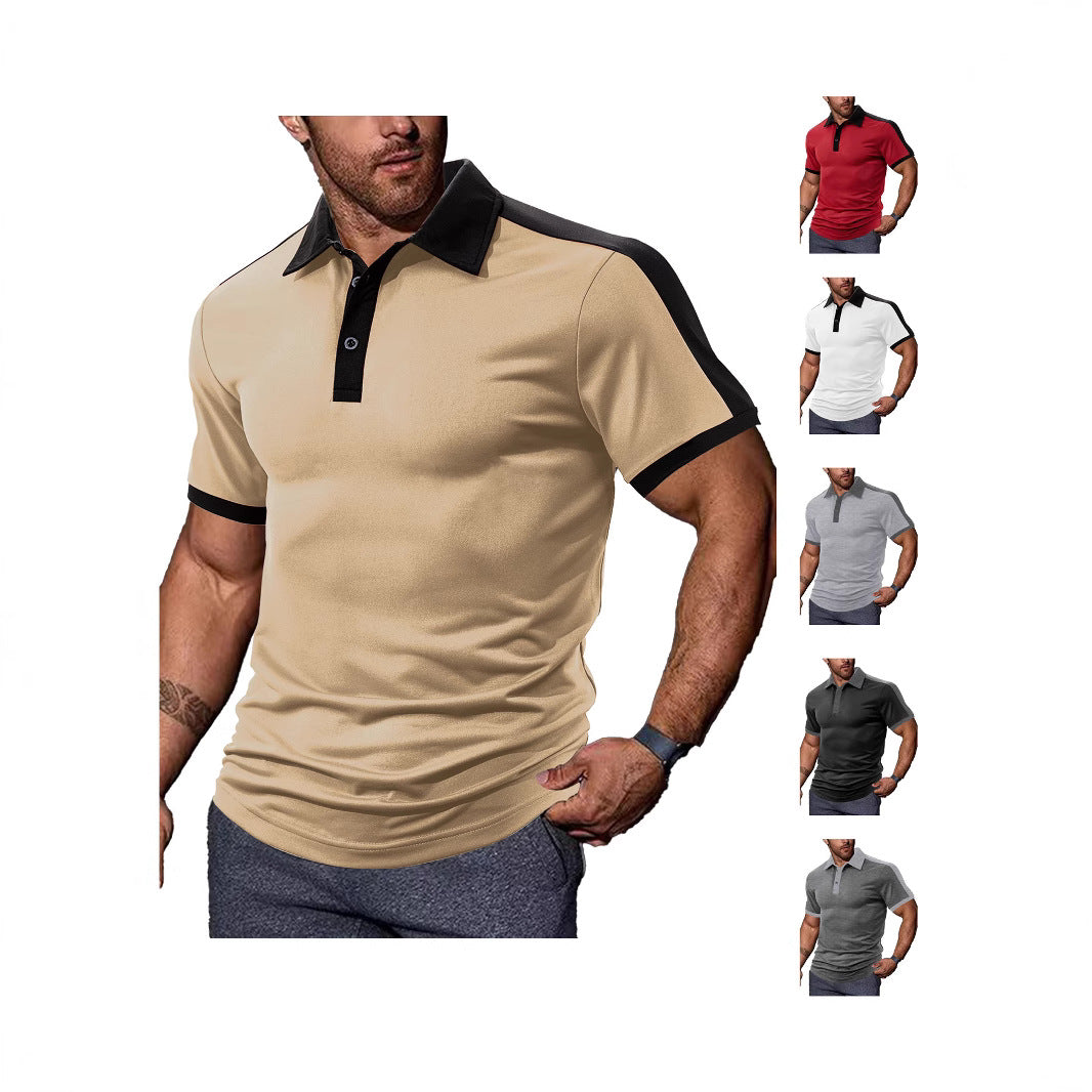 Men's fitted contrast polo shirt with shoulder yoke and shirt collar StylebySassy