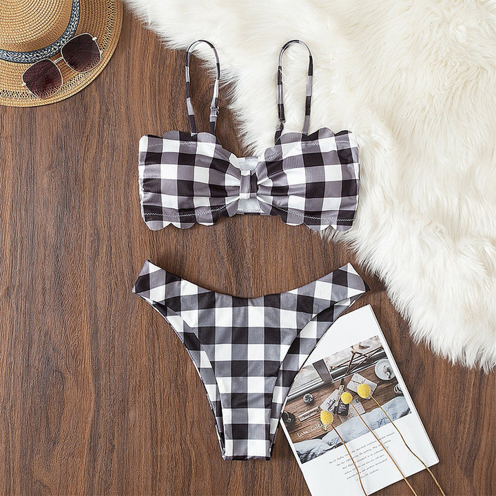 Women’s bikini set with ruffles and gingham pattern StylebySassy