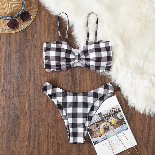 Women’s bikini set with ruffles and gingham pattern StylebySassy