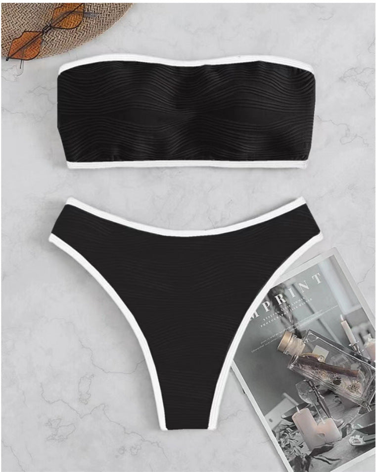 Women's Bandeau Bikini Set with Textured Design StylebySassy
