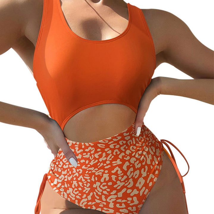 Women's One-Piece Swimsuit with Continuous and Color-Accentuated Design StylebySassy