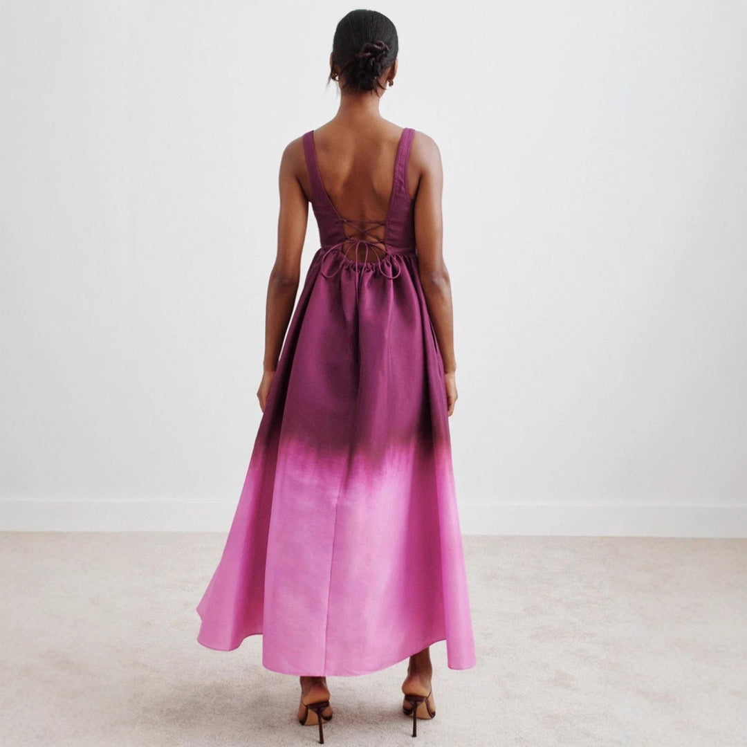 Women’s shaping bustier maxi dress with empire seam and voluminous flared skirt StylebySassy