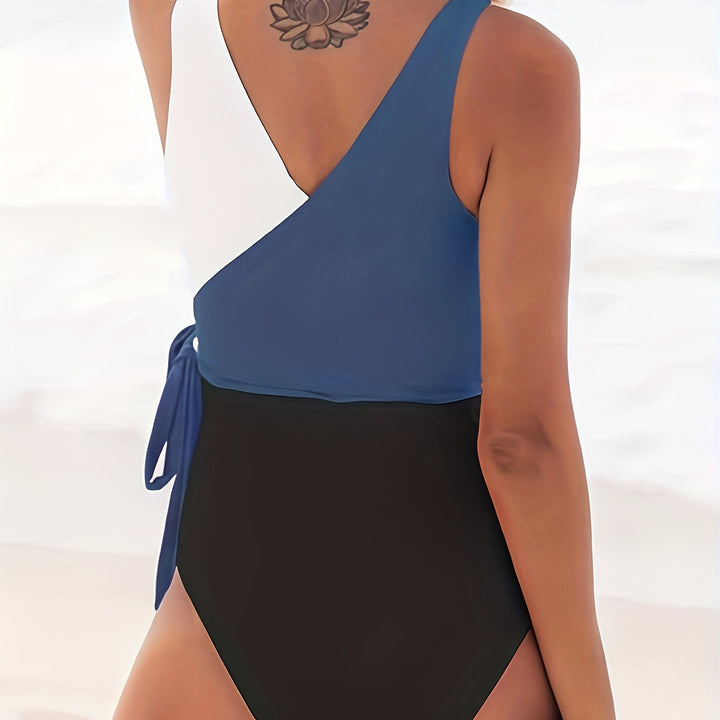 Women's One-Piece Swimsuit with Fashionable Wrap Design and Side Ties StylebySassy