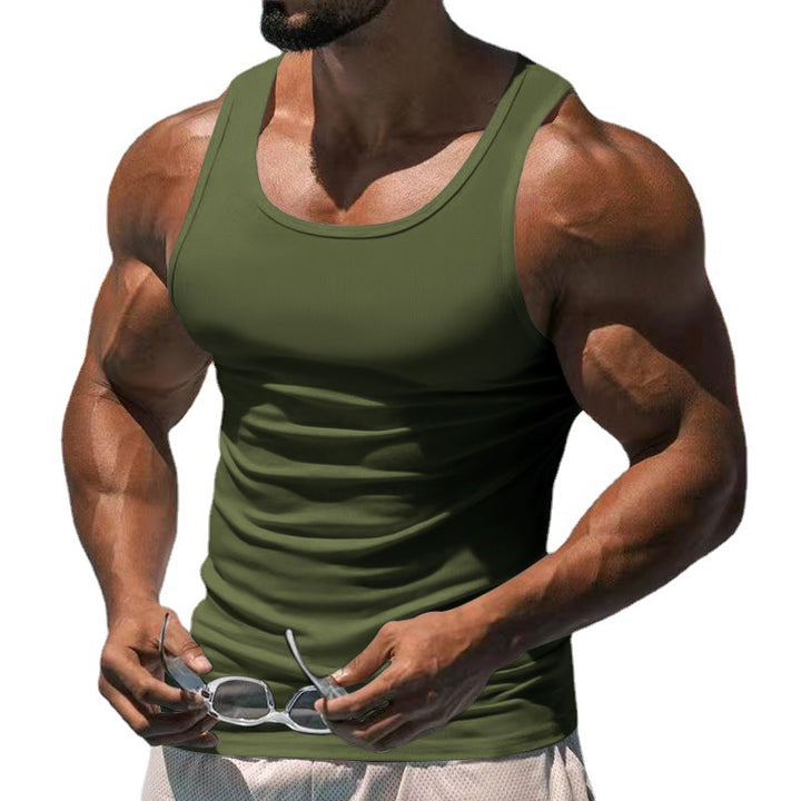 Men's figure-hugging functional tank top with high armholes and stretch jersey StylebySassy