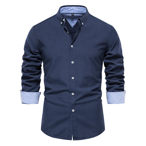 Men's elegant long-sleeve shirt made of Oxford fabric with a Kent collar and cuffed sleeves StylebySassy