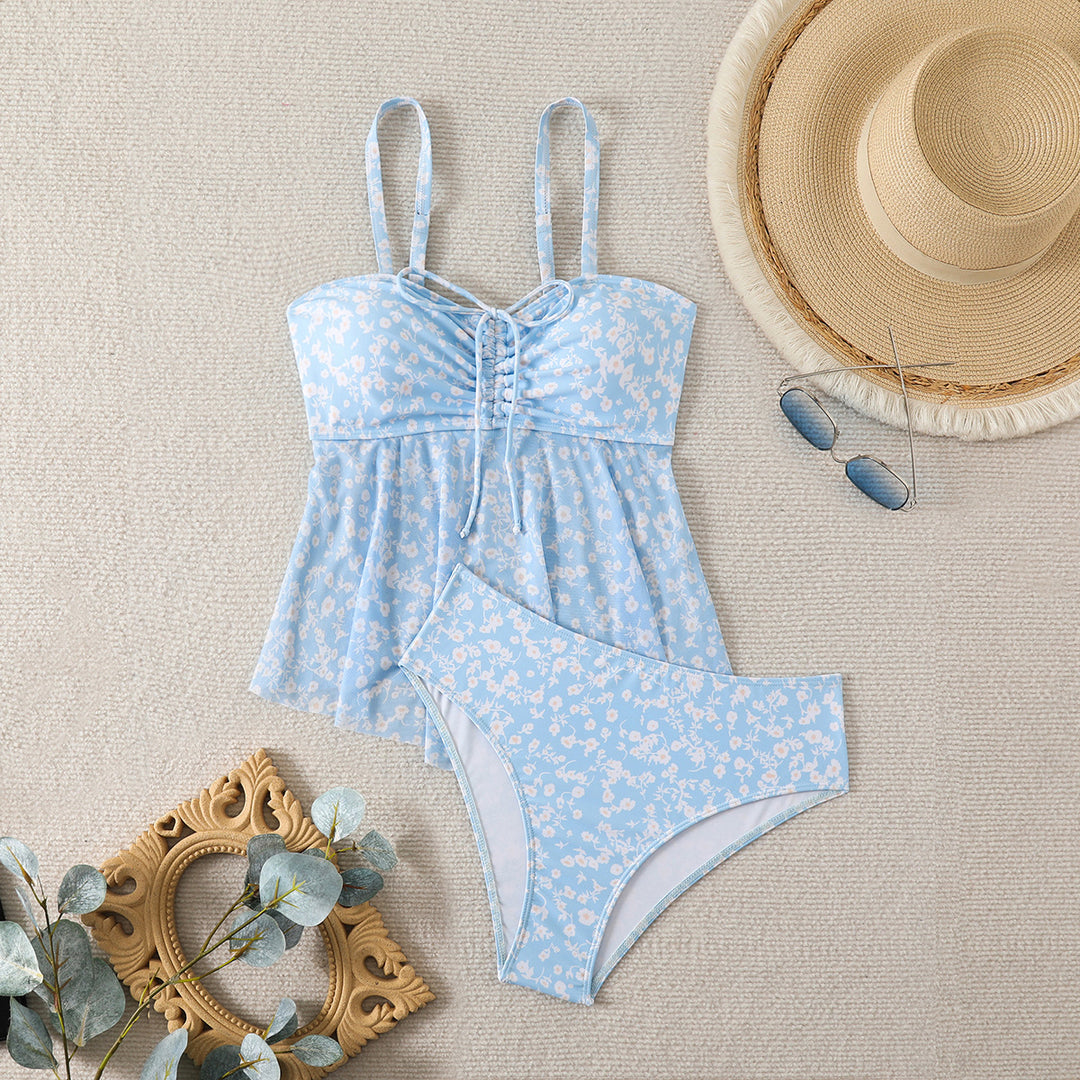 Women slightly tailored tankini with floral pattern StylebySassy
