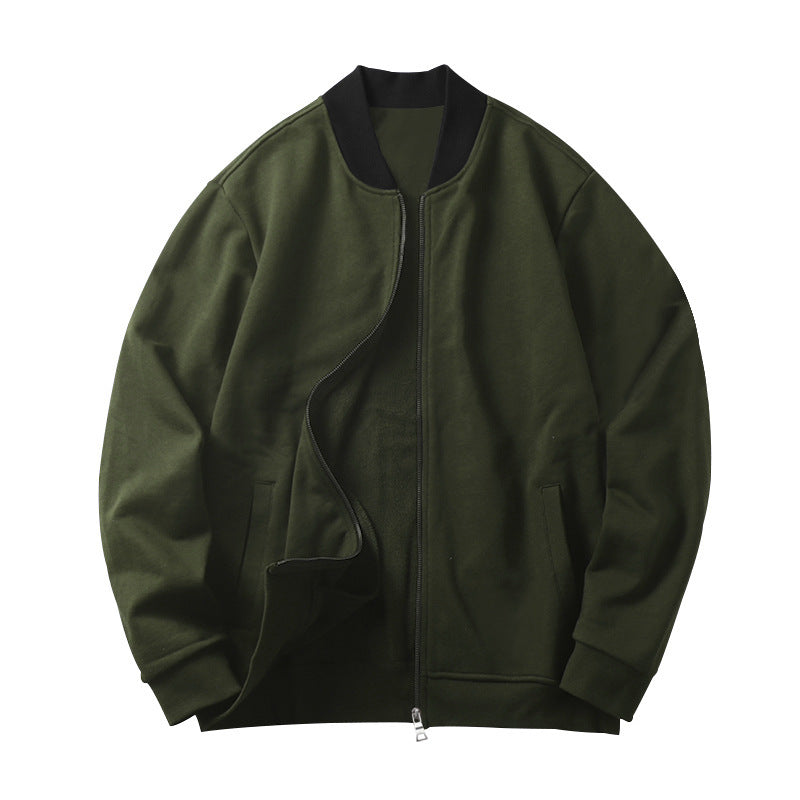 Men's sporty-elegant sweat jacket in bomber style with contrast collar and two-way zipper StylebySassy