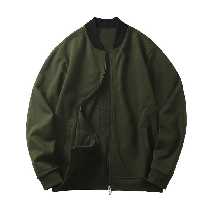 Men's sporty-elegant sweat jacket in bomber style with contrast collar and two-way zipper StylebySassy